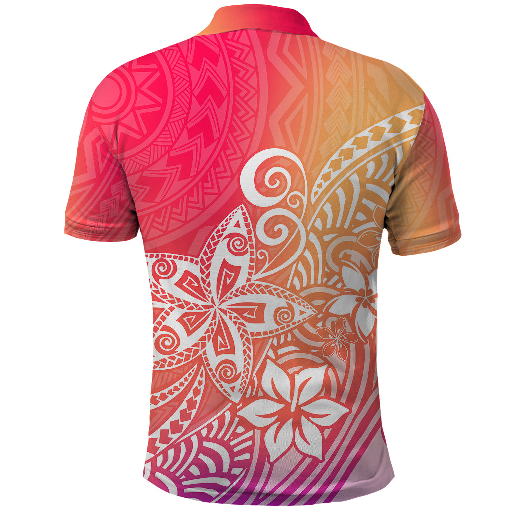 Polynesia Polo Shirt Plumeria Pink Gradient Curves LT7 - Polynesian Pride