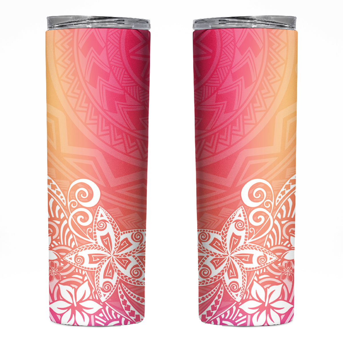 Polynesia Skinny Tumbler Plumeria Pink Gradient Curves