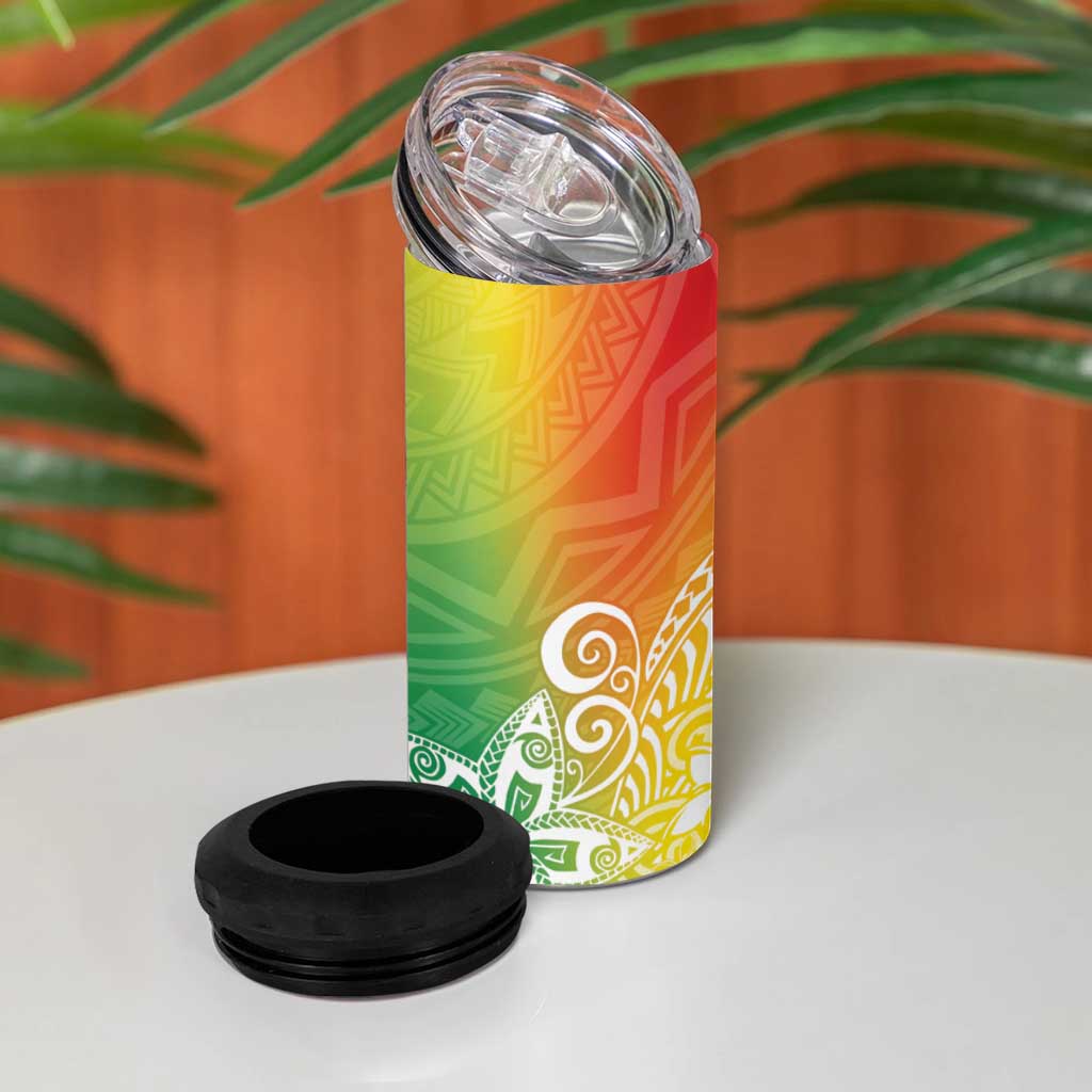 Polynesia 4 in 1 Can Cooler Tumbler Plumeria Reggae Curves