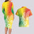 Polynesia Couples Matching Long Sleeve Bodycon Dress and Hawaiian Shirt Plumeria Reggae Curves LT7 - Polynesian Pride
