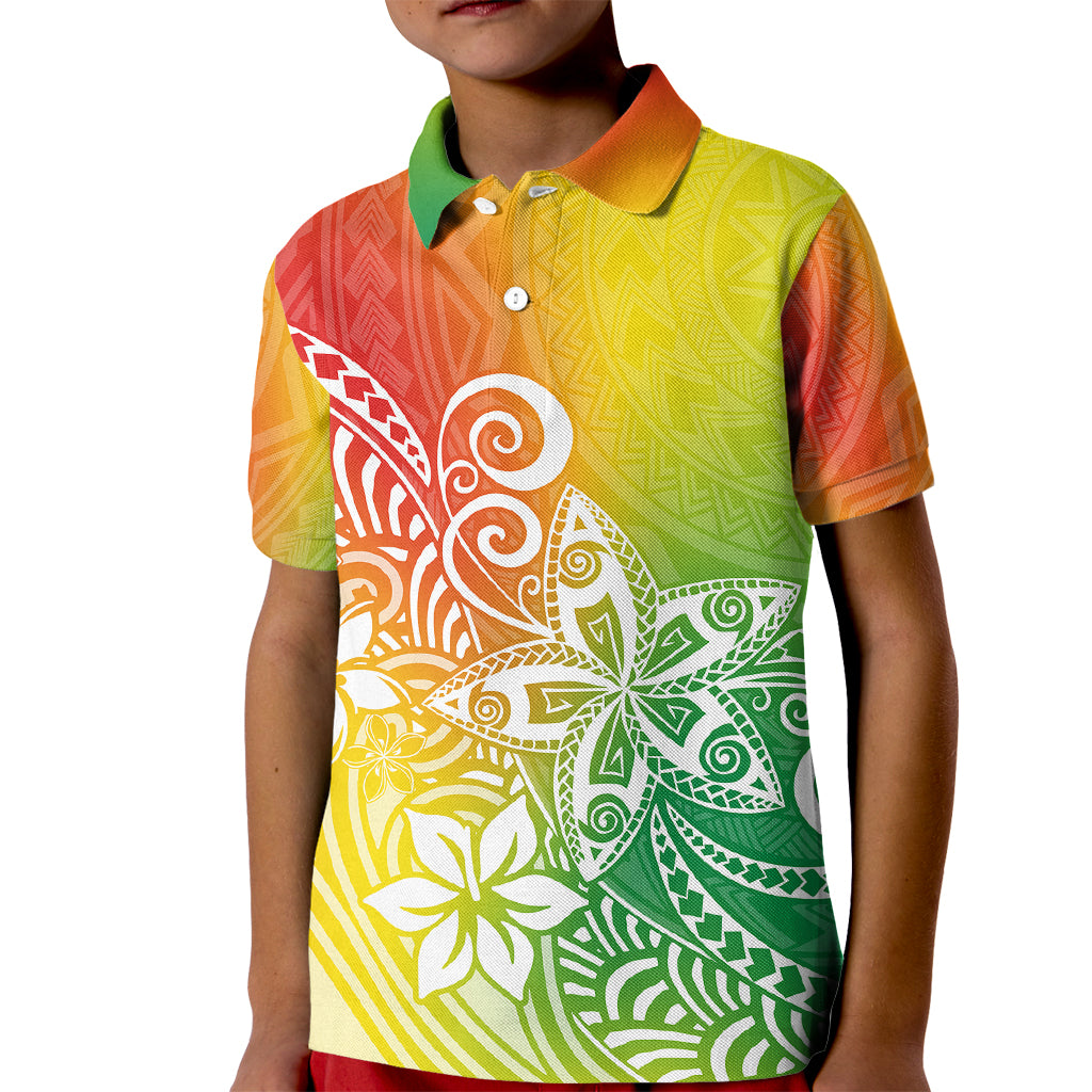 Polynesia Kid Polo Shirt Plumeria Reggae Curves LT7 Kid Reggae - Polynesian Pride