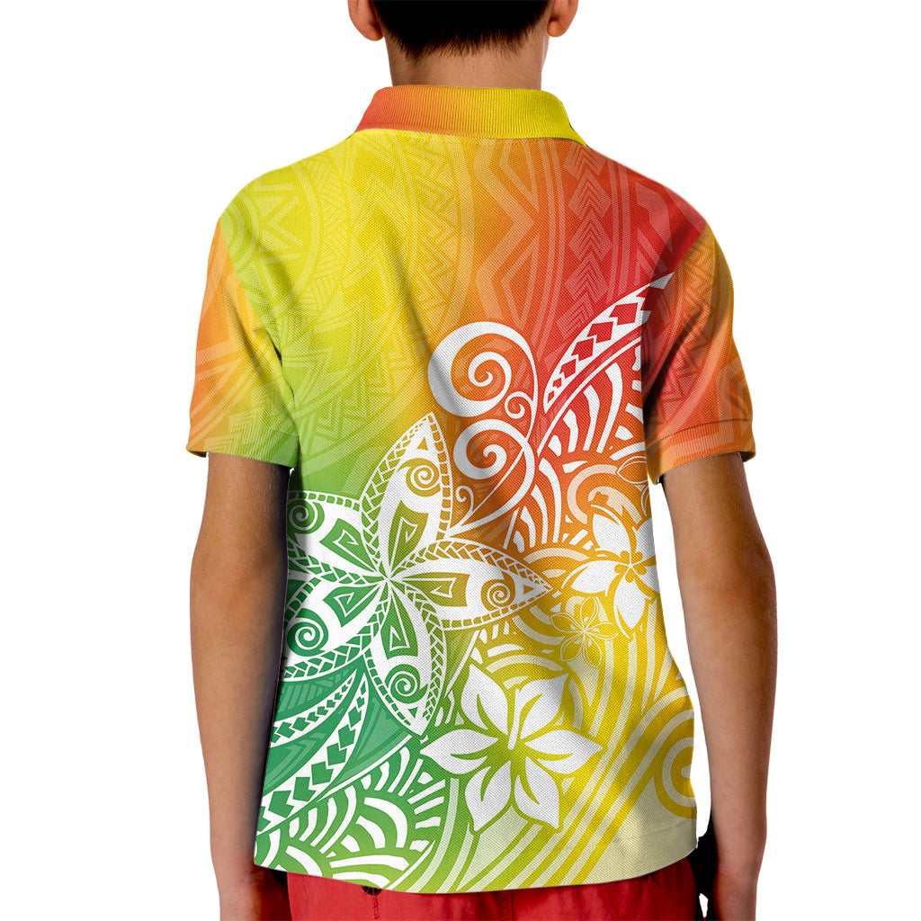 Polynesia Kid Polo Shirt Plumeria Reggae Curves LT7 - Polynesian Pride