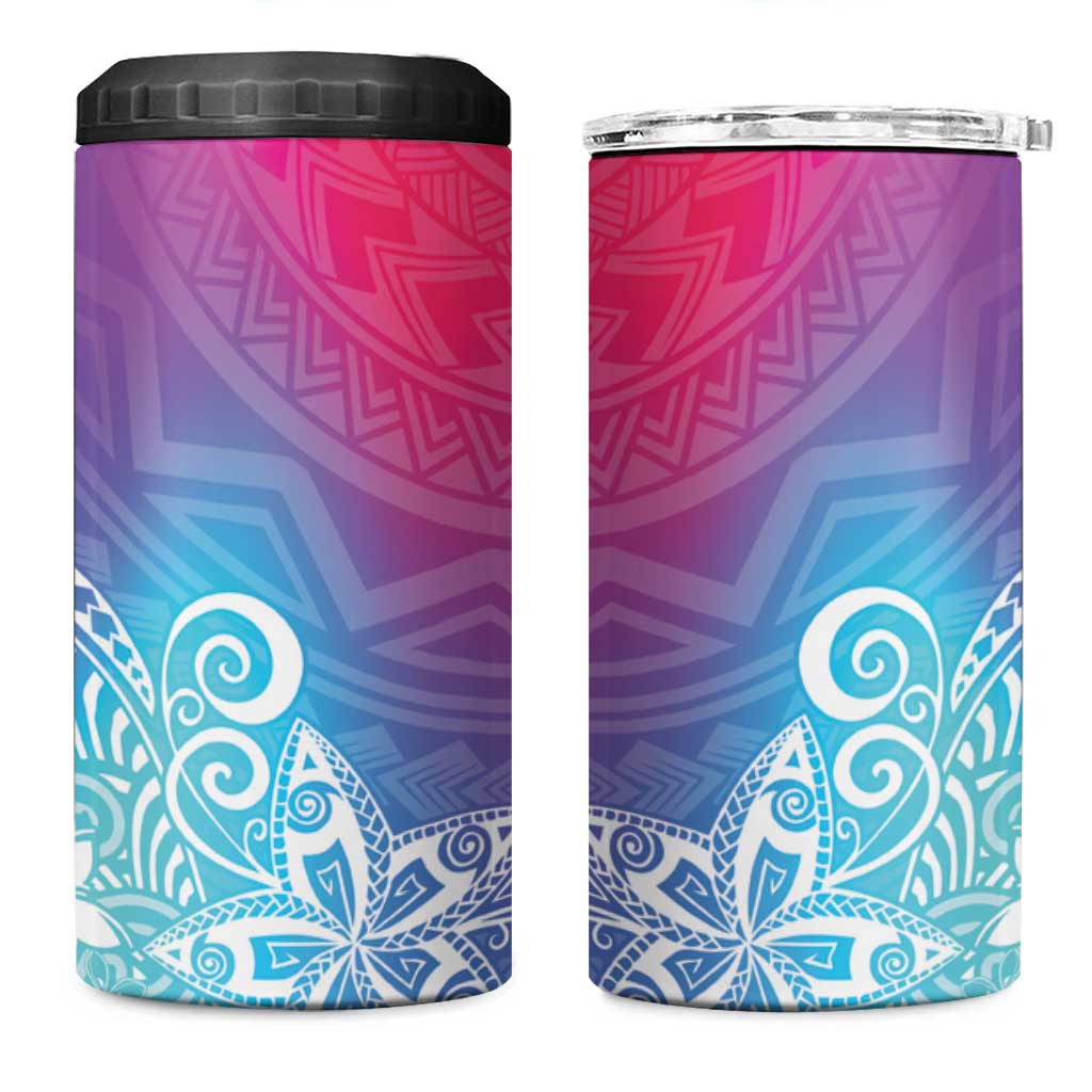 Polynesia 4 in 1 Can Cooler Tumbler Plumeria Galaxy Gradient Curves