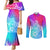 Polynesia Couples Matching Mermaid Dress and Long Sleeve Button Shirts Plumeria Galaxy Gradient Curves LT7 Galaxy - Polynesian Pride