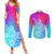 Polynesia Couples Matching Summer Maxi Dress and Long Sleeve Button Shirts Plumeria Galaxy Gradient Curves LT7 Galaxy - Polynesian Pride