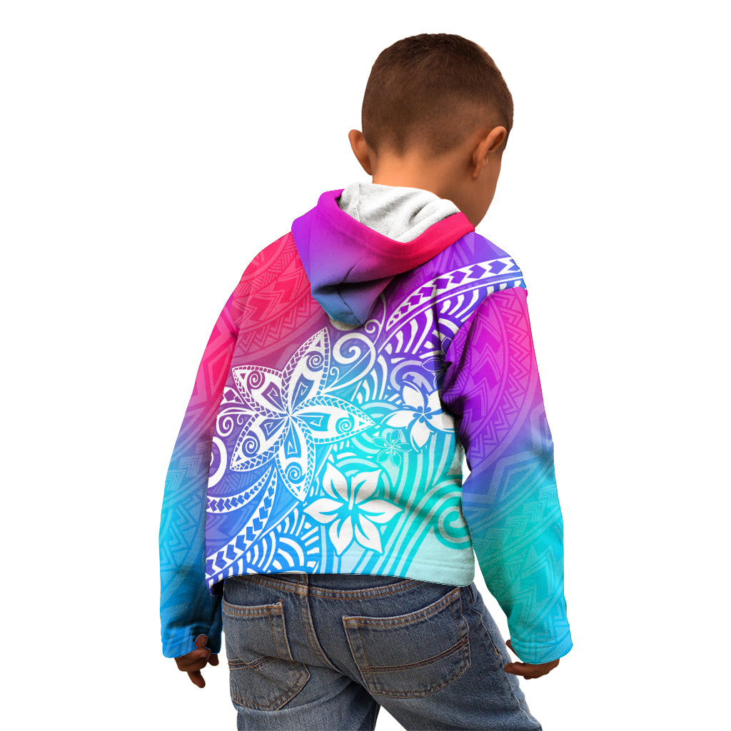 Polynesia Kid Hoodie Plumeria Galaxy Gradient Curves LT7 - Polynesian Pride