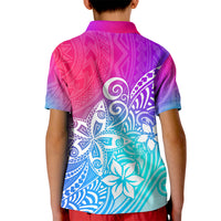 Polynesia Kid Polo Shirt Plumeria Galaxy Gradient Curves LT7 - Polynesian Pride