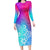 Polynesia Long Sleeve Bodycon Dress Plumeria Galaxy Gradient Curves LT7 Long Dress Galaxy - Polynesian Pride