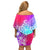 Polynesia Off Shoulder Short Dress Plumeria Galaxy Gradient Curves LT7 - Polynesian Pride