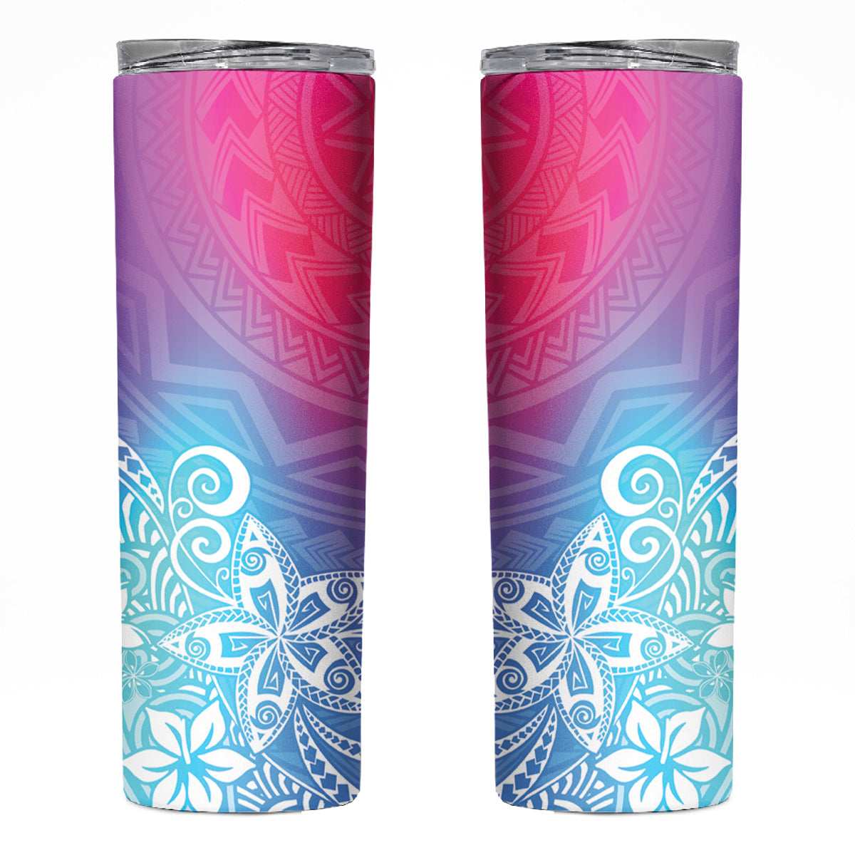 Polynesia Skinny Tumbler Plumeria Galaxy Gradient Curves