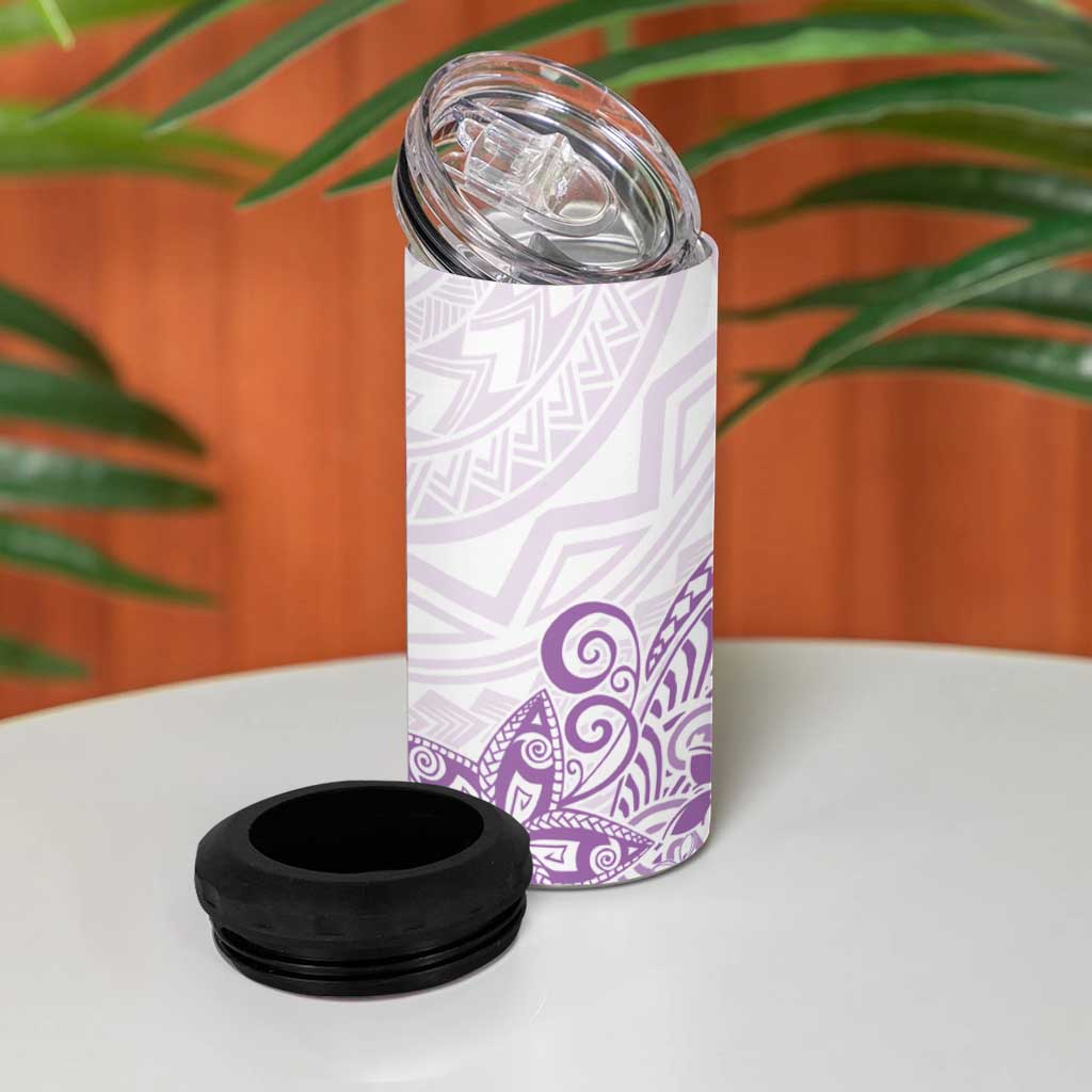 Polynesia 4 in 1 Can Cooler Tumbler Plumeria Lavender Curves