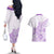 Polynesia Couples Matching Off The Shoulder Long Sleeve Dress and Hawaiian Shirt Plumeria Lavender Curves LT7 - Polynesian Pride