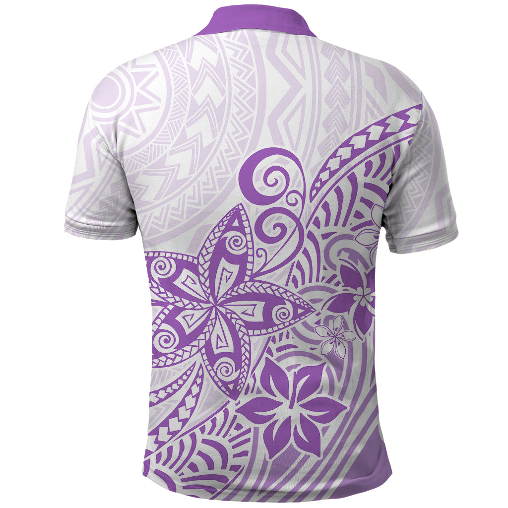 Polynesia Polo Shirt Plumeria Lavender Curves LT7 - Polynesian Pride
