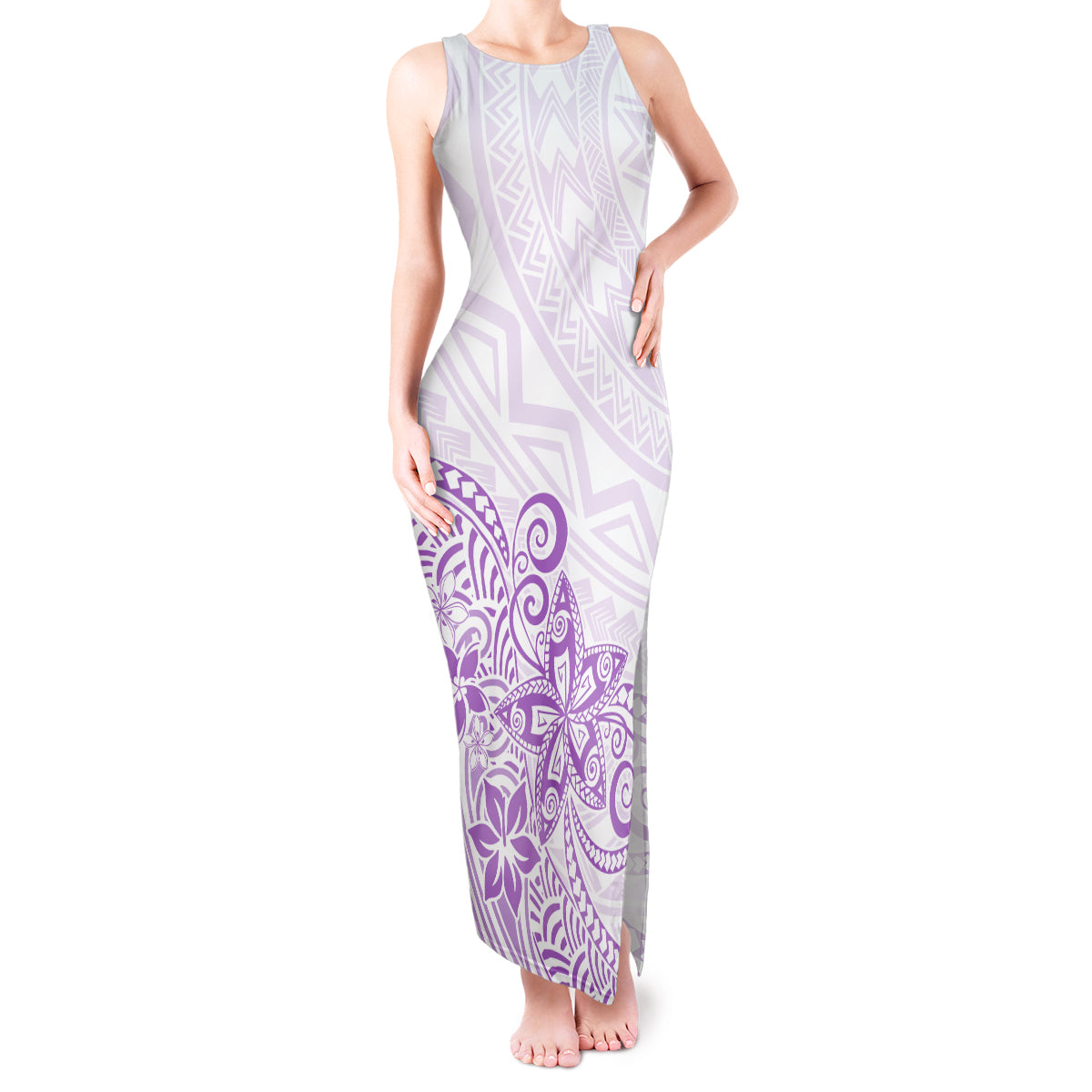 Polynesia Tank Maxi Dress Plumeria Lavender Curves LT7 Women Purple - Polynesian Pride