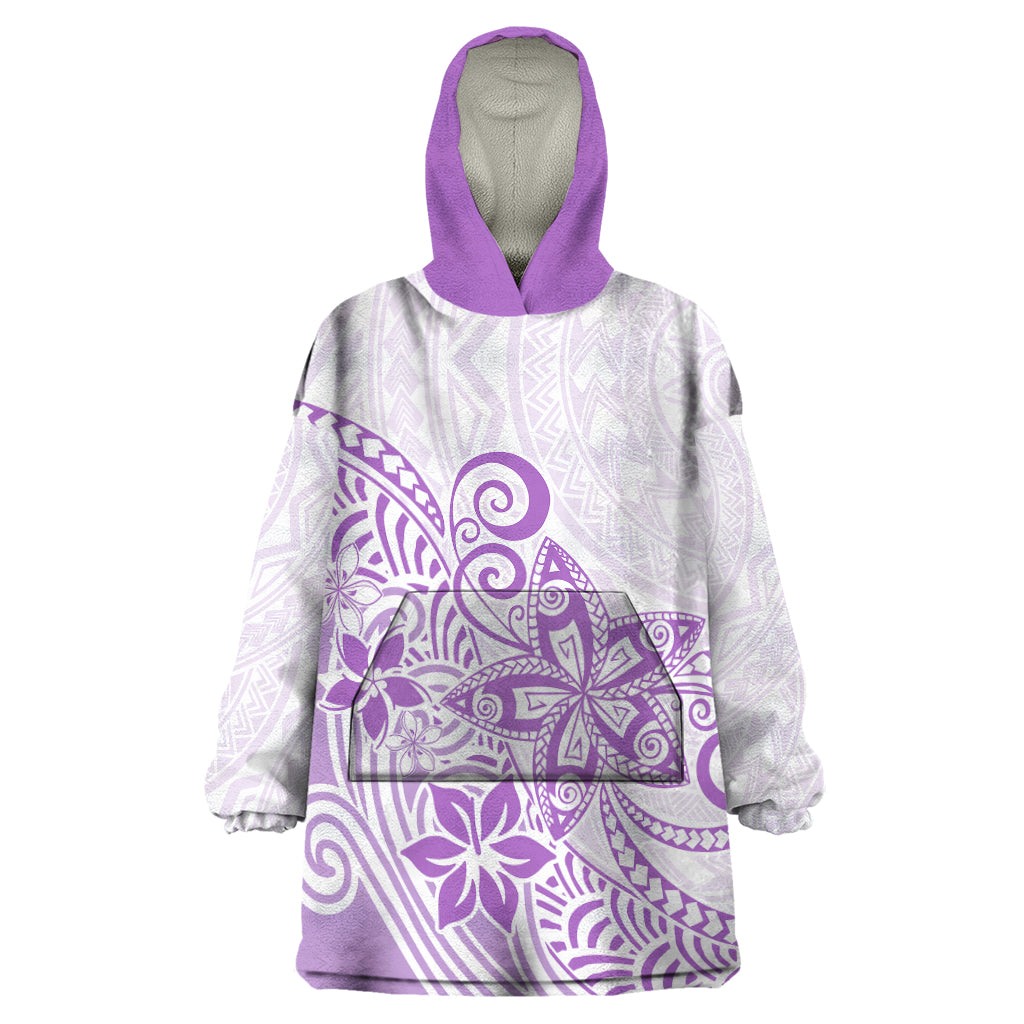 Polynesia Wearable Blanket Hoodie Plumeria Lavender Curves LT7 One Size Purple - Polynesian Pride