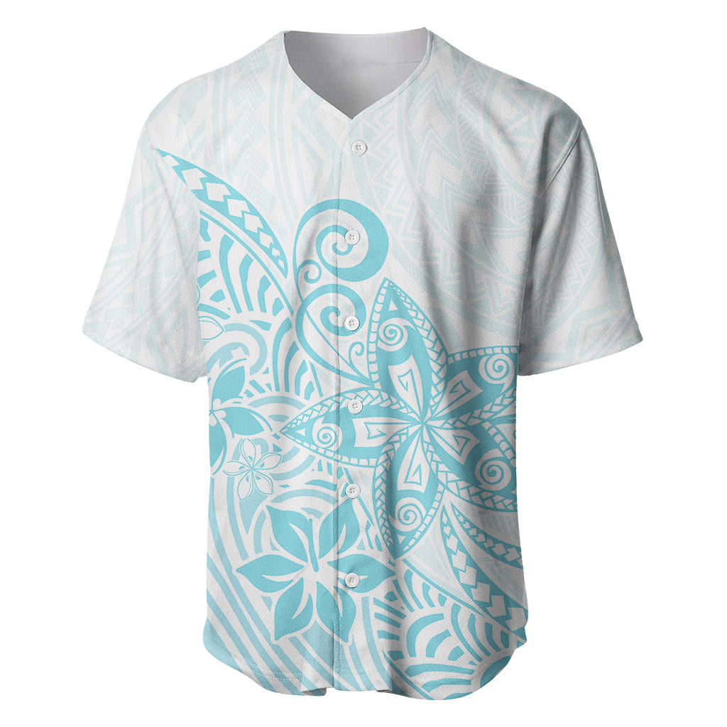 Polynesia Baseball Jersey Plumeria Turquoise Curves LT7 Turquoise - Polynesian Pride