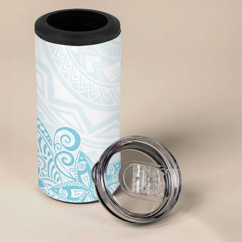 Polynesia 4 in 1 Can Cooler Tumbler Plumeria Turquoise Curves