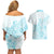 Polynesia Couples Matching Off Shoulder Short Dress and Hawaiian Shirt Plumeria Turquoise Curves LT7 - Polynesian Pride