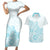 Polynesia Couples Matching Short Sleeve Bodycon Dress and Hawaiian Shirt Plumeria Turquoise Curves LT7 Turquoise - Polynesian Pride