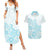 Polynesia Couples Matching Summer Maxi Dress and Hawaiian Shirt Plumeria Turquoise Curves LT7 Turquoise - Polynesian Pride