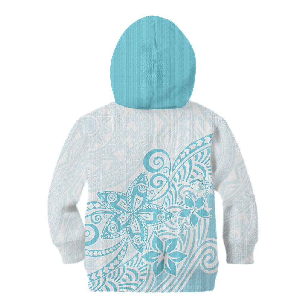 Polynesia Kid Hoodie Plumeria Turquoise Curves LT7 - Polynesian Pride