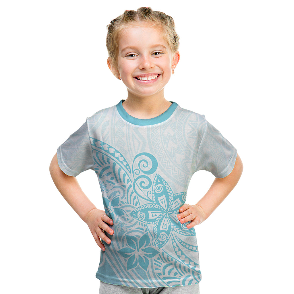 Polynesia Kid T Shirt Plumeria Turquoise Curves LT7 Turquoise - Polynesian Pride