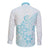 Polynesia Long Sleeve Button Shirt Plumeria Turquoise Curves LT7 - Polynesian Pride