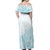 Polynesia Off Shoulder Maxi Dress Plumeria Turquoise Curves LT7 - Polynesian Pride