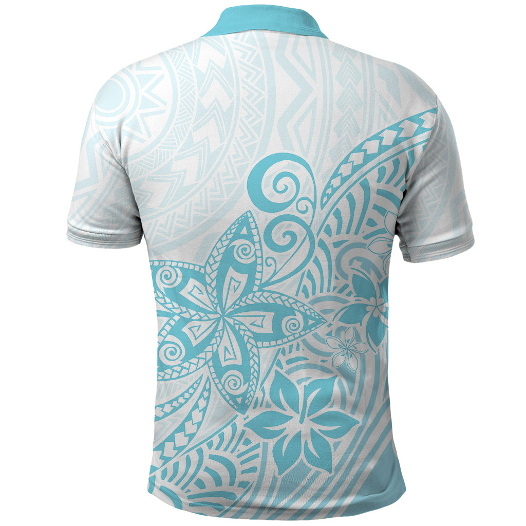 Polynesia Polo Shirt Plumeria Turquoise Curves LT7 - Polynesian Pride