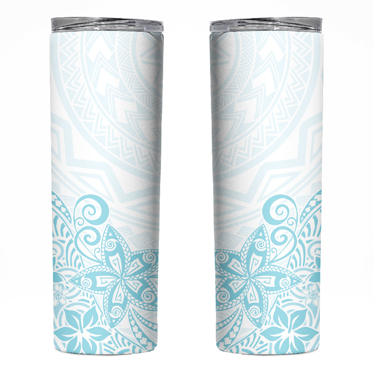 Polynesia Skinny Tumbler Plumeria Turquoise Curves