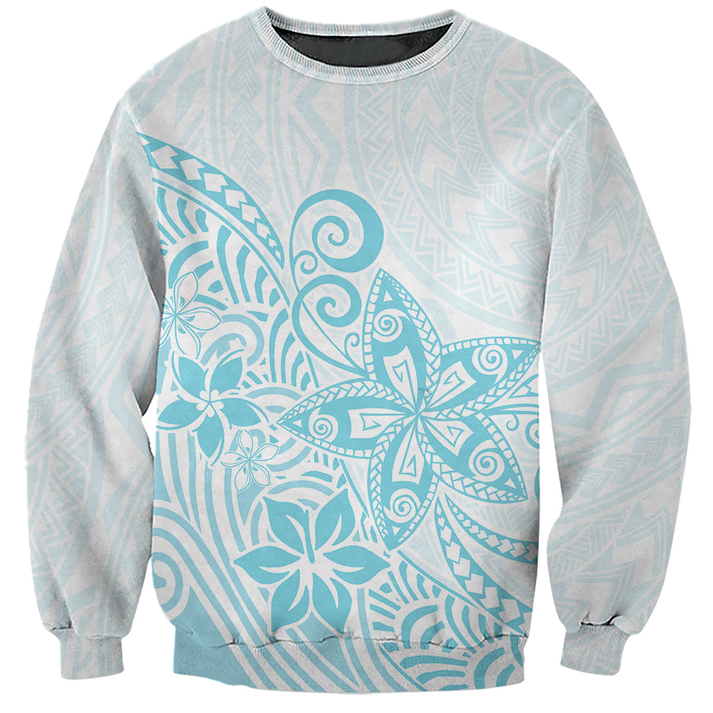 Polynesia Sweatshirt Plumeria Turquoise Curves LT7 Unisex Turquoise - Polynesian Pride