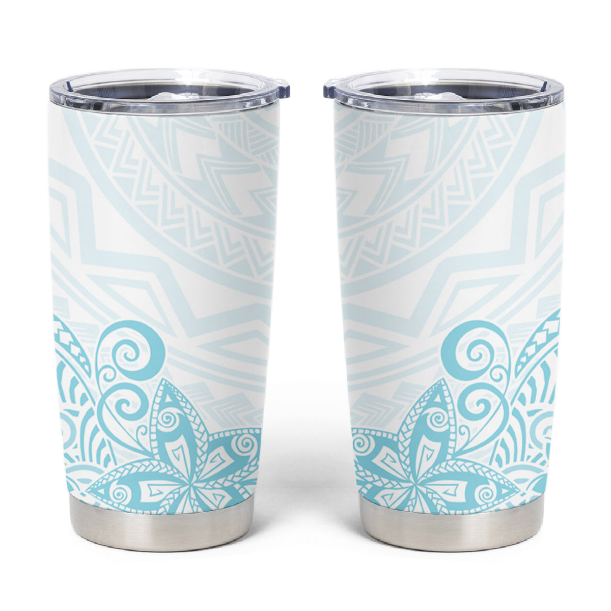 Polynesia Tumbler Cup Plumeria Turquoise Curves