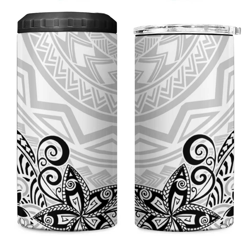 Polynesia 4 in 1 Can Cooler Tumbler Plumeria White Curves