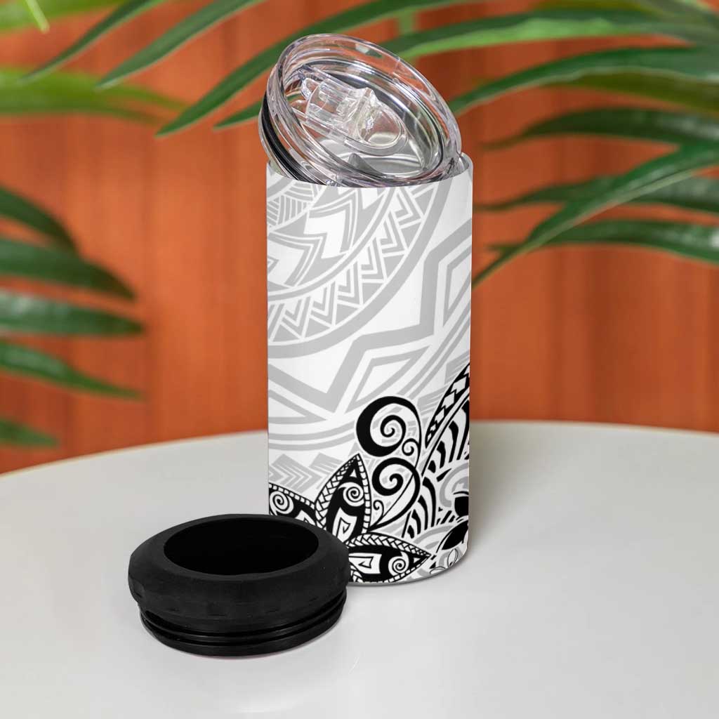 Polynesia 4 in 1 Can Cooler Tumbler Plumeria White Curves