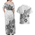 Polynesia Couples Matching Off Shoulder Maxi Dress and Hawaiian Shirt Plumeria White Curves LT7 - Polynesian Pride