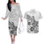 Polynesia Couples Matching Off The Shoulder Long Sleeve Dress and Hawaiian Shirt Plumeria White Curves LT7 White - Polynesian Pride