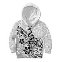 Polynesia Kid Hoodie Plumeria White Curves LT7 Zip Hoodie White - Polynesian Pride