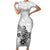 Polynesia Short Sleeve Bodycon Dress Plumeria White Curves LT7 Long Dress White - Polynesian Pride