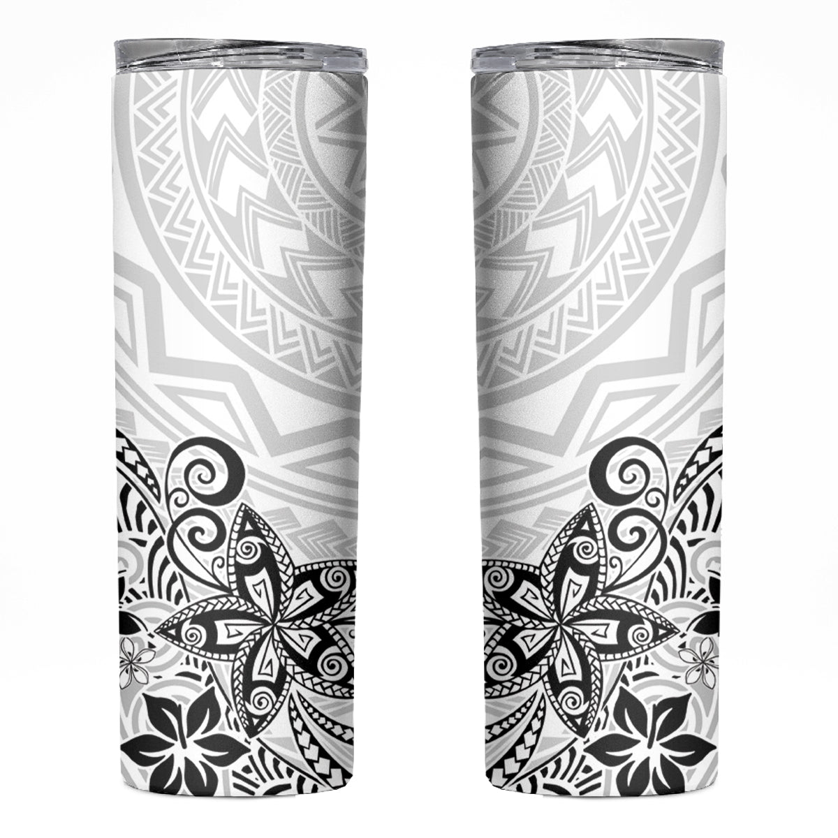 Polynesia Skinny Tumbler Plumeria White Curves