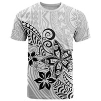 Polynesia T Shirt Plumeria White Curves LT7 White - Polynesian Pride