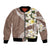 Aloha Hawaii Festive Bomber Jacket Frangipani Lace Classic - Beige