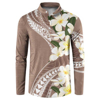 Aloha Hawaii Festive Button Sweatshirt Frangipani Lace Classic - Beige LT7 Beige - Polynesian Pride