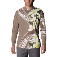 Aloha Hawaii Festive Button Sweatshirt Frangipani Lace Classic - Beige LT7 - Polynesian Pride