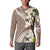 Aloha Hawaii Festive Button Sweatshirt Frangipani Lace Classic - Beige