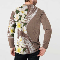 Aloha Hawaii Festive Button Sweatshirt Frangipani Lace Classic - Beige LT7 - Polynesian Pride