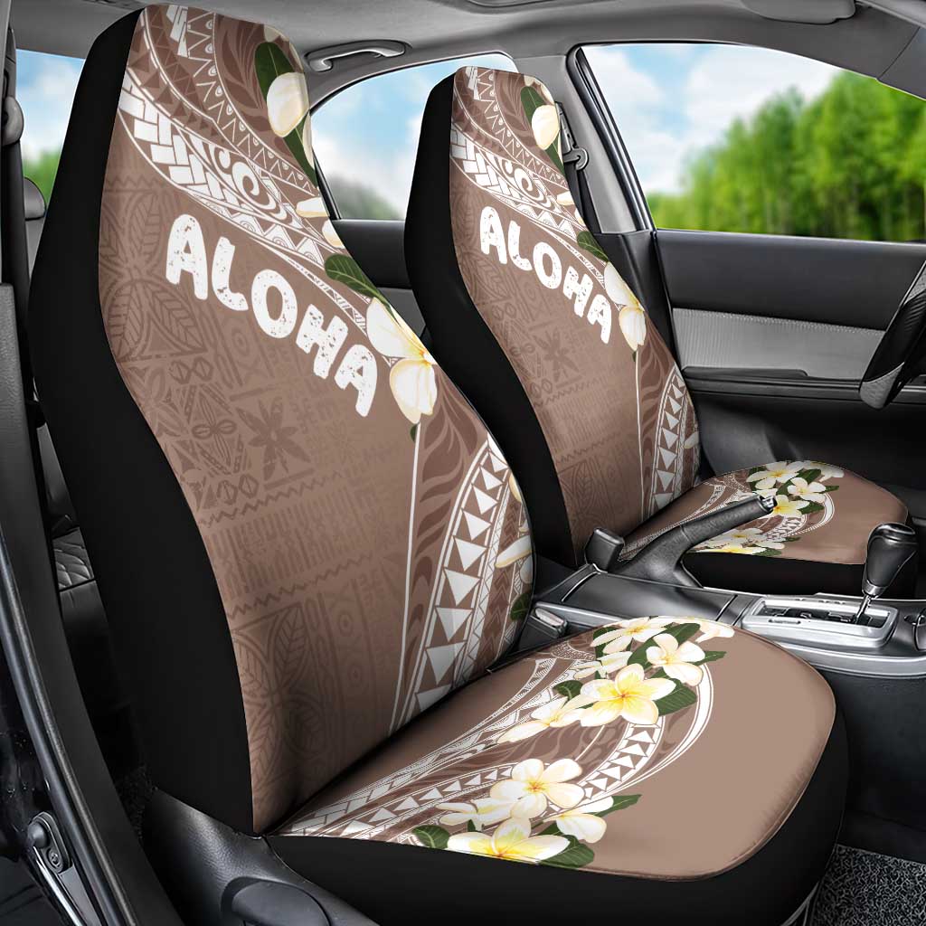 Aloha Hawaii Festive Car Seat Cover Frangipani Lace Classic - Beige