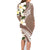 Aloha Hawaii Festive Family Matching Long Sleeve Bodycon Dress and Hawaiian Shirt Frangipani Lace Classic - Beige