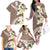 Aloha Hawaii Festive Family Matching Off The Shoulder Long Sleeve Dress and Hawaiian Shirt Frangipani Lace Classic - Beige