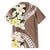 Aloha Hawaii Festive Family Matching Off The Shoulder Long Sleeve Dress and Hawaiian Shirt Frangipani Lace Classic - Beige