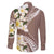 Aloha Hawaii Festive Family Matching Off The Shoulder Long Sleeve Dress and Hawaiian Shirt Frangipani Lace Classic - Beige